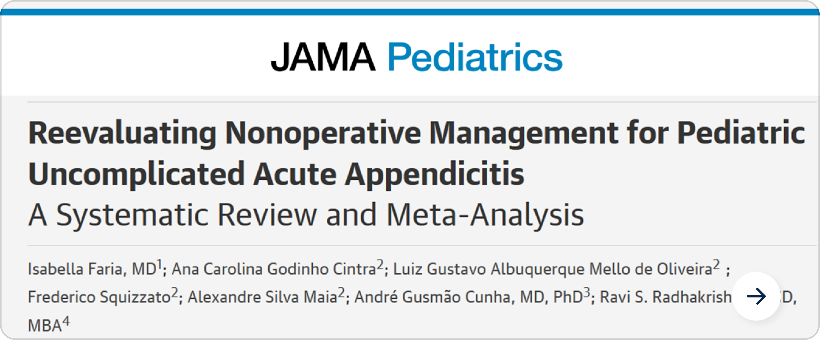 Reevaluating Nonoperative Management for Pediatric Uncomplicated Acute Appendicitis — JAMA Pediatrics